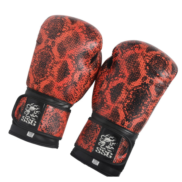 StoneStrikeGear Orange Snake Skin 16oz & 12oz Boxing Gloves - Smoldering Curse
